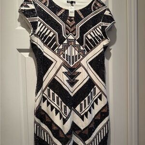 Geometric Black and White Dress